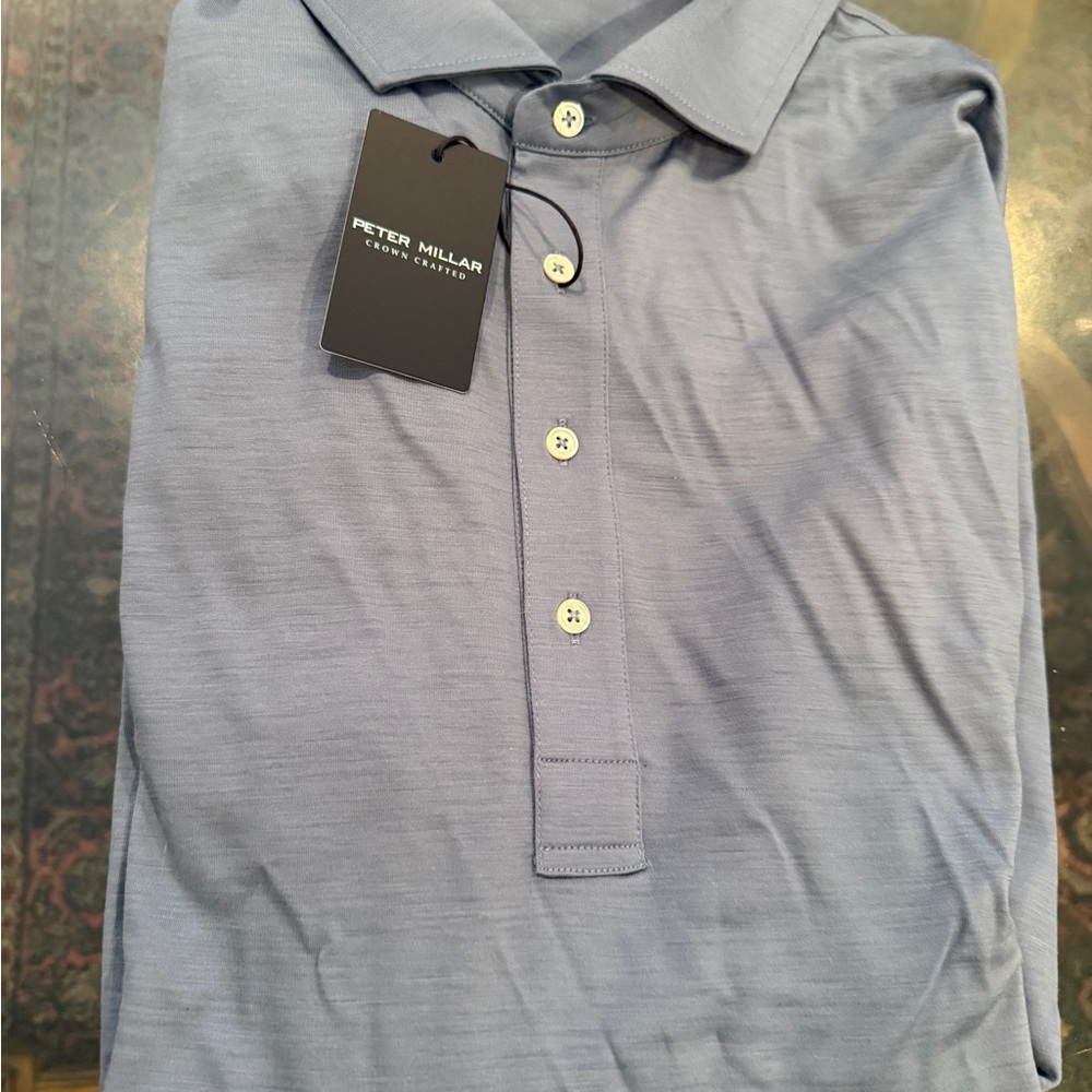 NWT Peter Millar Light Blue Polo Shirt